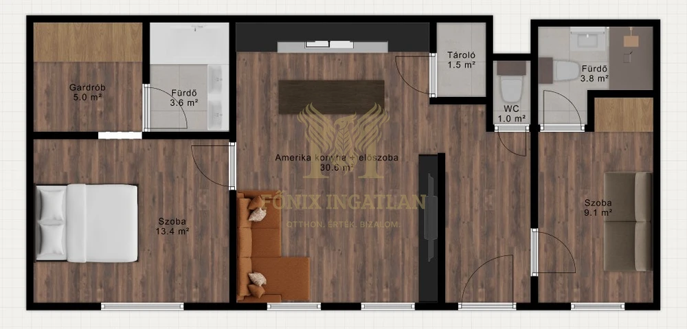 Belső-Ferencvárosban eladó egy 3 szobás, 68 m²-es tégla építésű polgári lakás a Kinizsi utcában